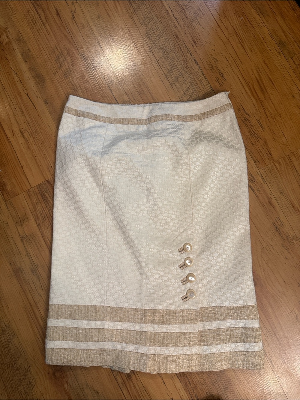 Karen Millen Cream Midi Length Skirt Sz 6